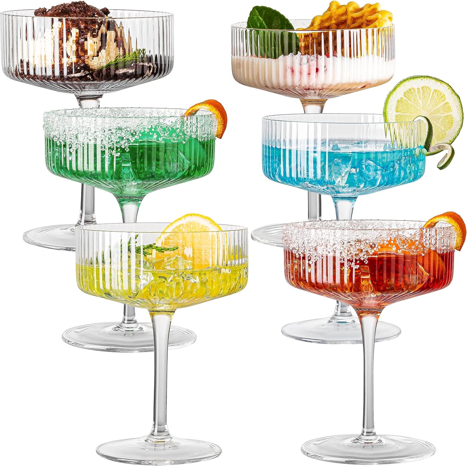Set of 6 Vintage Art Deco Martini Glasses