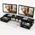 Dual Monitor Stand Riser with 2 Drawers for Home Office Use