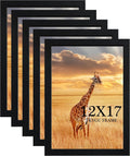 12x17 Picture Frame Black Set of 5 - Durable Wooden Poster Frames