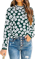 PRETTYGARDEN Women's Floral Knit Crewneck Sweater - Lightweight Casual