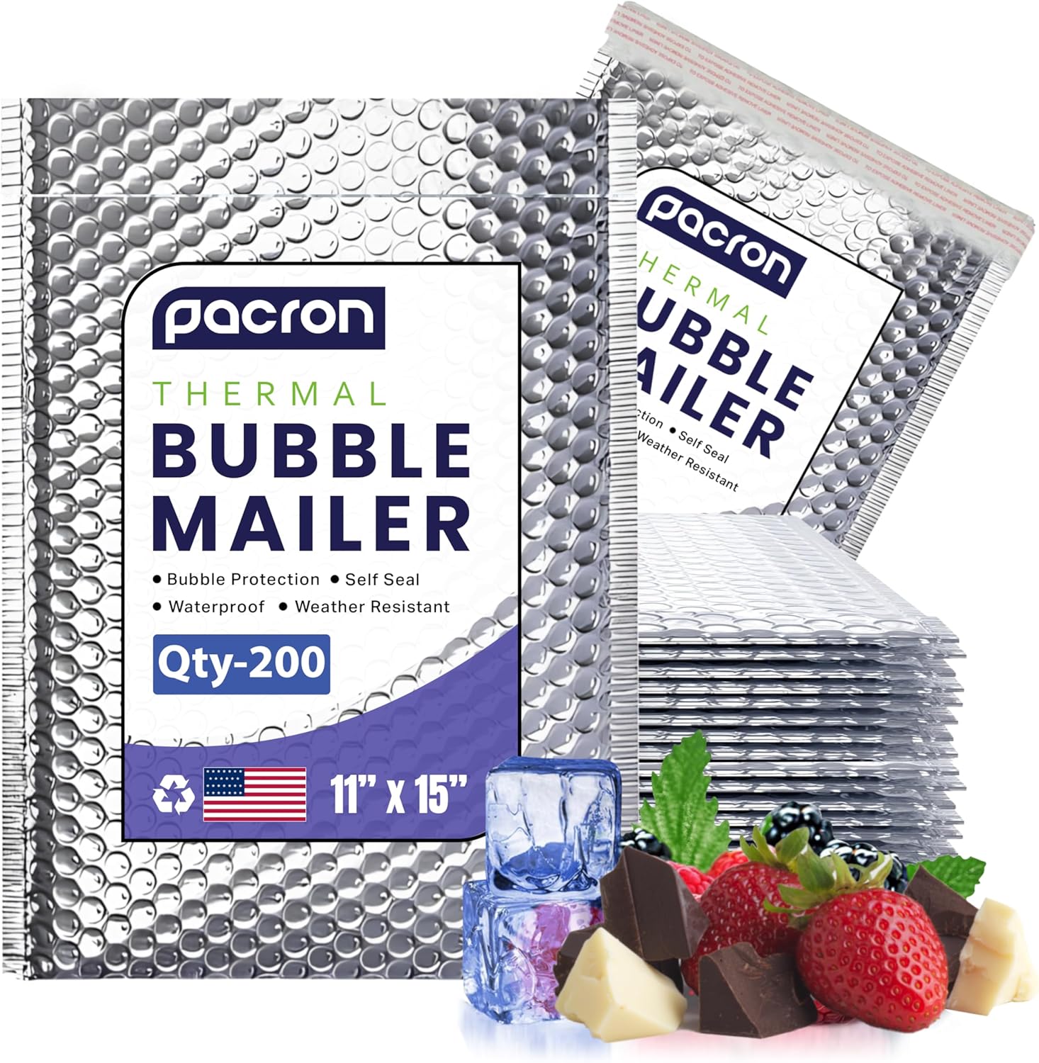 200-Pack Insulated Silver Thermal Bubble Mailers for Cold Shipping