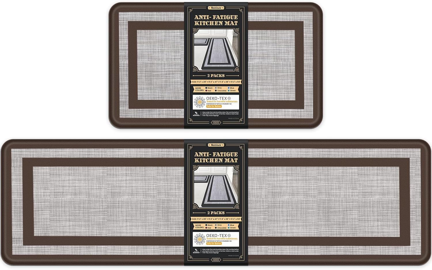 Mattitude Kitchen Mats Set of 2 Cushioned Anti-Fatigue Rugs