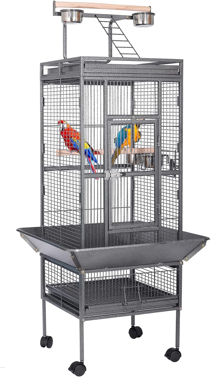 HSM 62 Inch Wrought Iron Large Bird Flight Cage with Stand