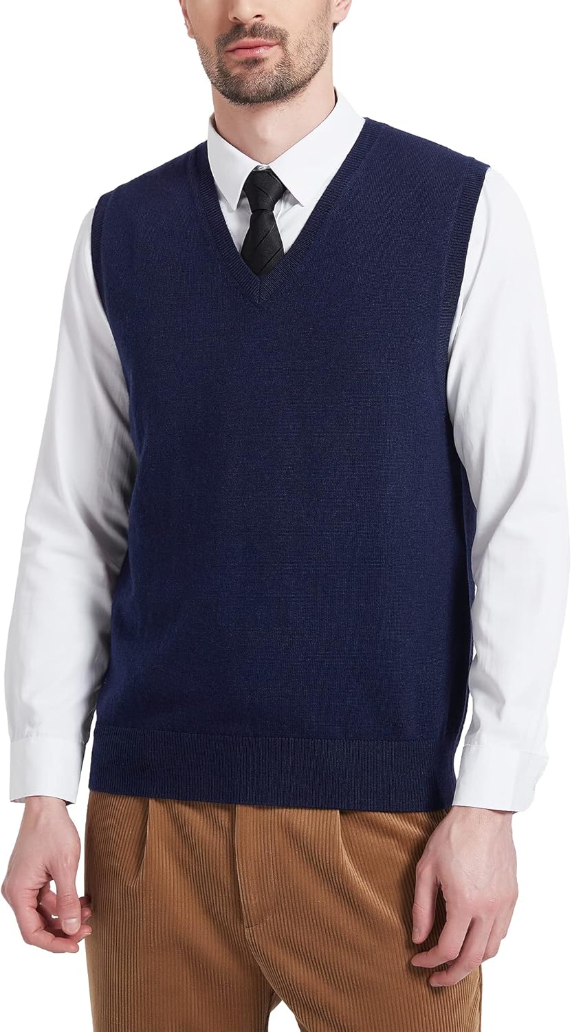 Kallspin Men's Wool Blended Vest Sweater for All Occasions