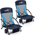 Lamberia Folding Beach Chair 2 Pack - Portable Low Beach Chairs