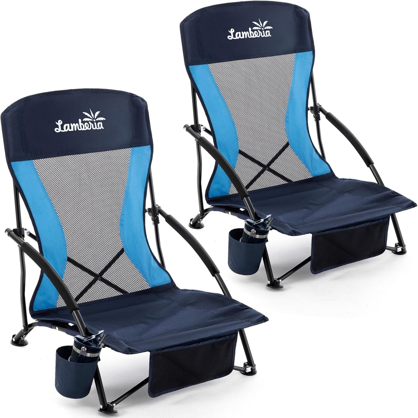 Lamberia Folding Beach Chair for Adults - Portable Low Chairs