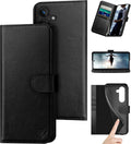 Samsung Galaxy S24 FE Leather Wallet Case for Women and Men - Black