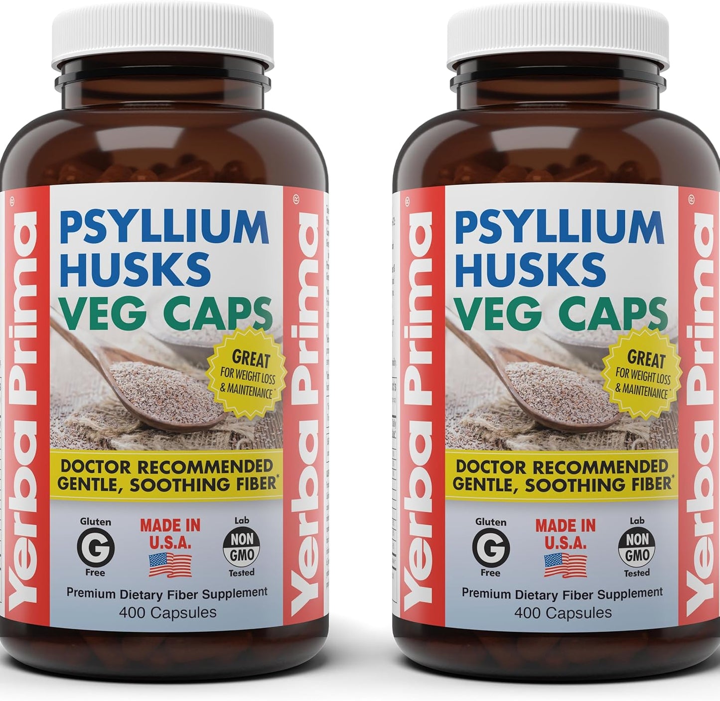 Yerba Prima Psyllium Husks Veg Caps for Gut Health & Regularity
