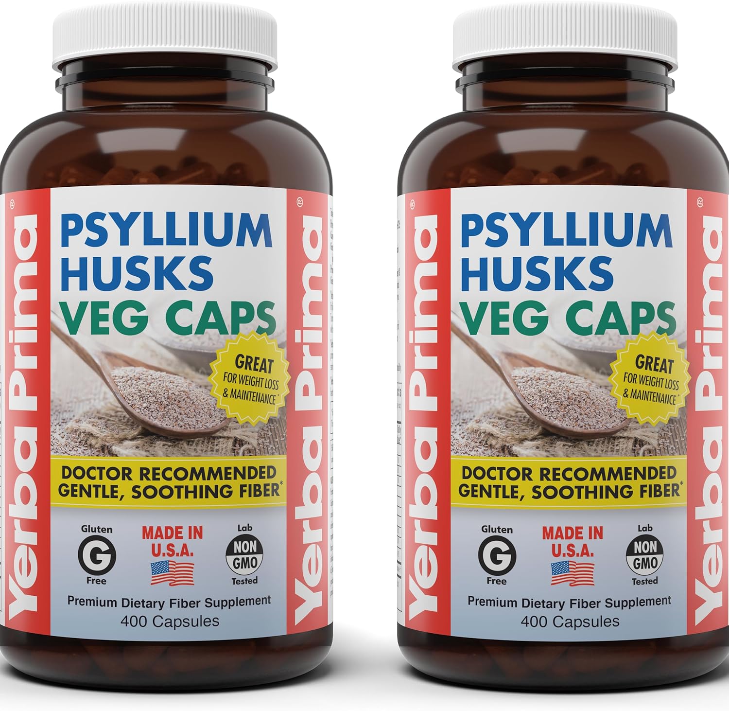 Yerba Prima Psyllium Husks Veg Caps for Gut Health & Regularity