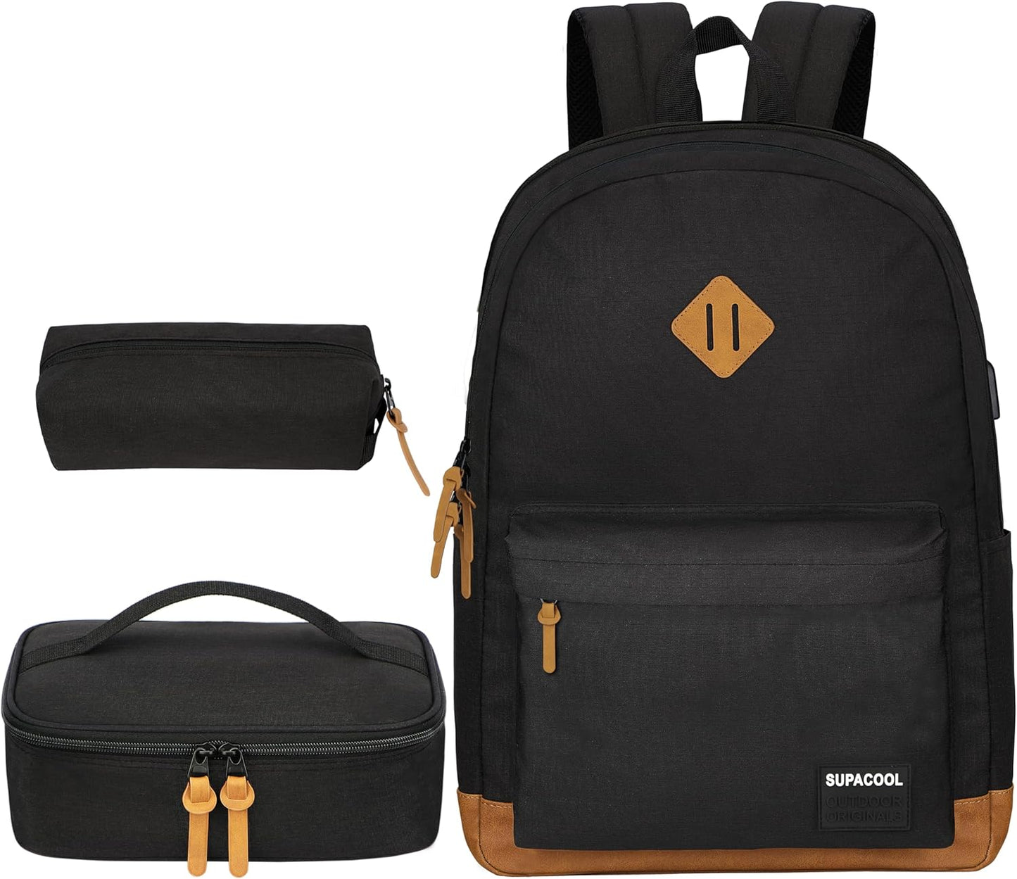 SUPACOOL Casual Laptop Backpack Set with USB Port for All