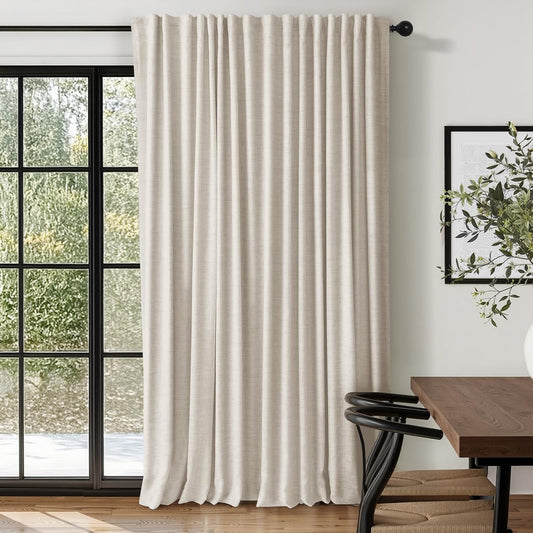 100% Blackout Curtains for Bedroom - Linen Blackout Drapes 84 in