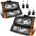 Headlight Assembly Black Housing Clear Lens for 2003-2007 Silverado