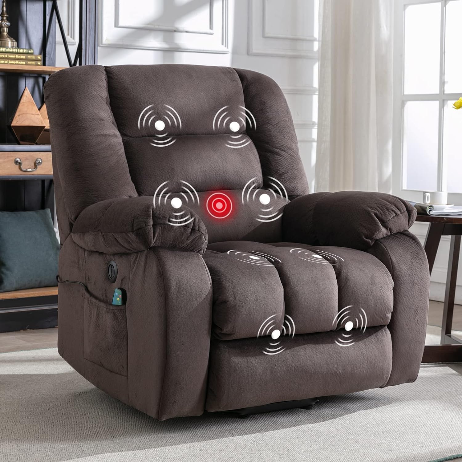 ANJ Big Power Lift Recliner - Heated Massage & USB Ports