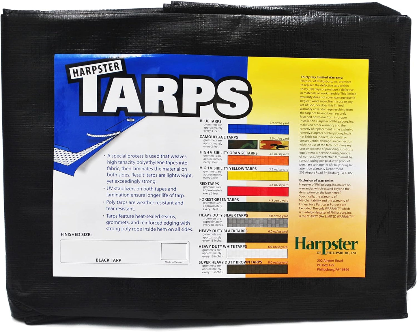 Premium 6x8 Ft. Black Poly Tarp - Heavy-Duty Protection