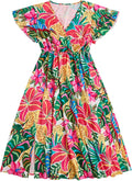 Floerns Women's Plus Size Boho Floral V Neck Long A Line Dress Casual
