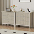 RoyalCraft 3 Drawer Dresser Set of 2 - Fluted Beige Nightstand