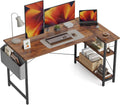 55 in Deep Brown L Shaped Desk with Reversible Shelves - Corner