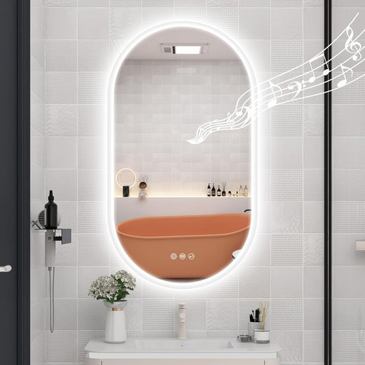 36x20 LED Bathroom Mirror with Lights and Bluetooth Speaker