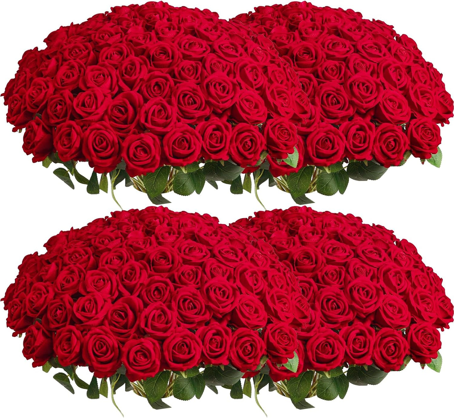 104pcs Artificial Red Roses for Weddings and Home Decor