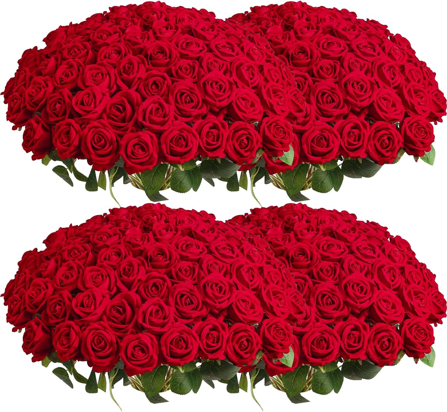 104pcs Artificial Red Roses for Weddings and Home Decor