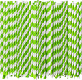 7.75 in Green/White Striped Paper Drinking Straws - Bulk 1000 Pack