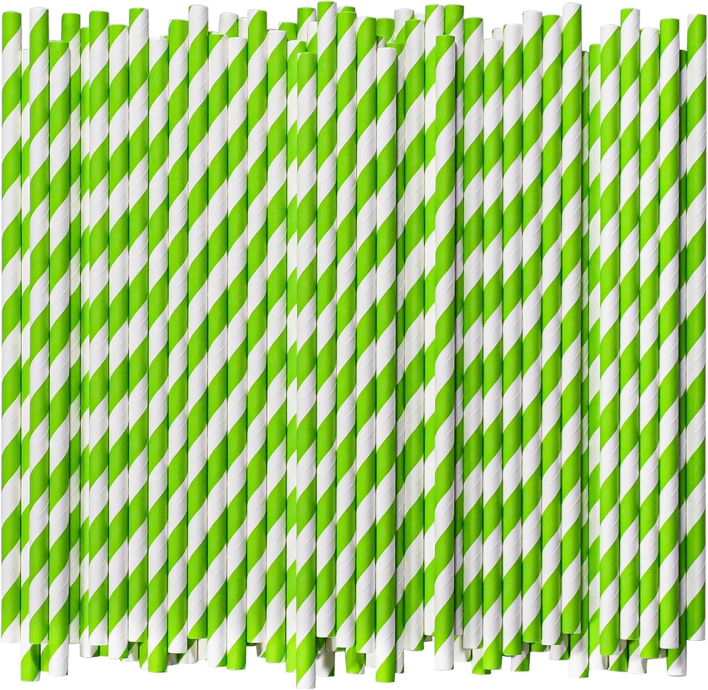 1000 Count Green/White Striped Paper Drinking Straws Bulk