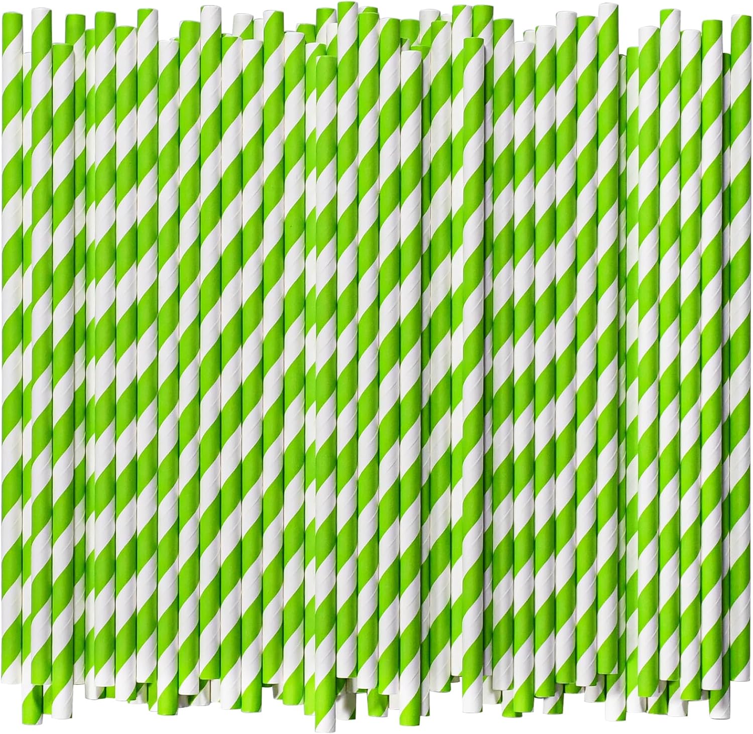 1000 Count Green/White Striped Paper Drinking Straws Bulk