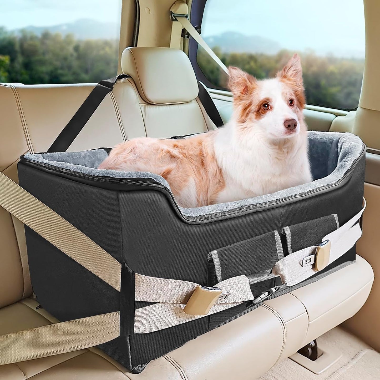 INFANZIA Large Dog Car Booster Seat | Safe Travel for Pets <55lbs | Washable & Stylish