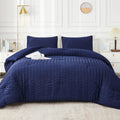 Navy Blue Seersucker Twin/Twin XL Comforter Set - Lightweight All