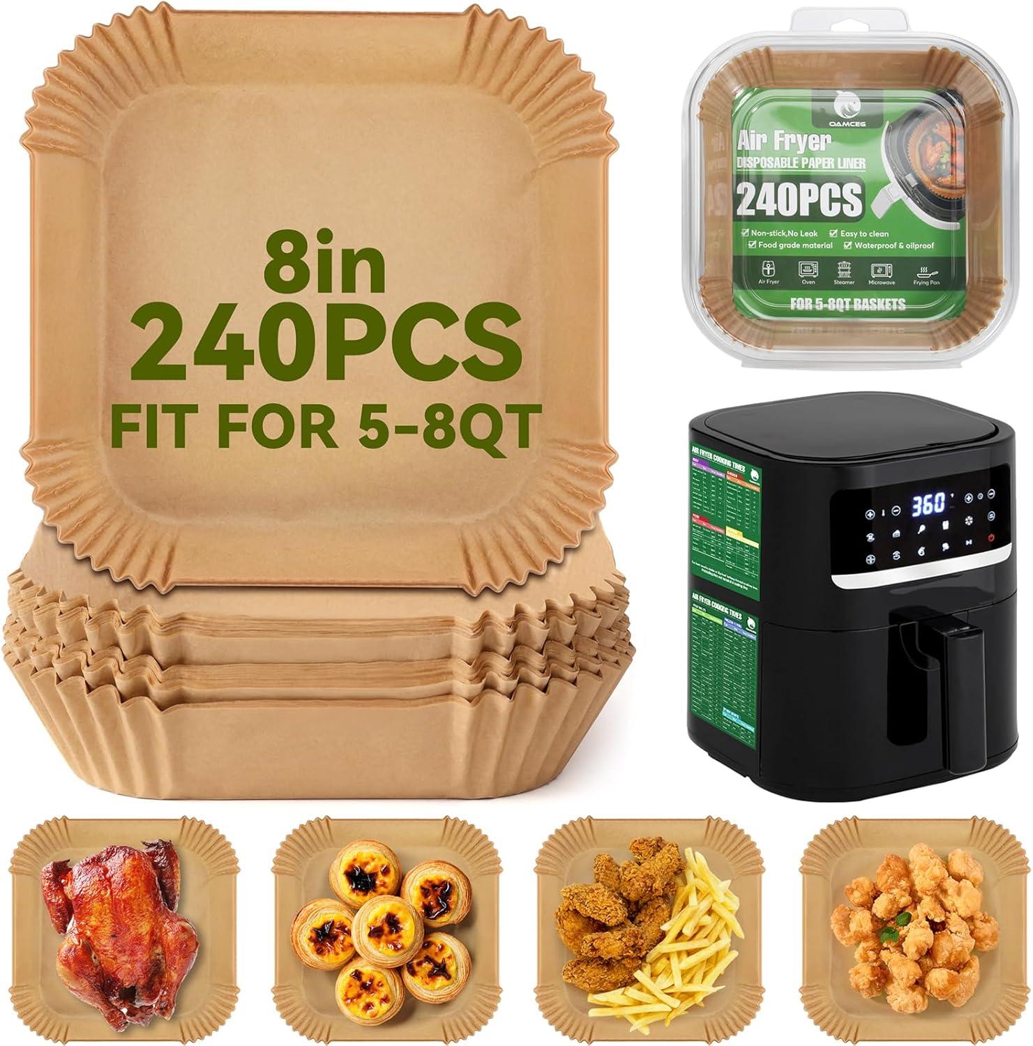 240 Non-stick Air Fryer Liners for Effortless Cooking