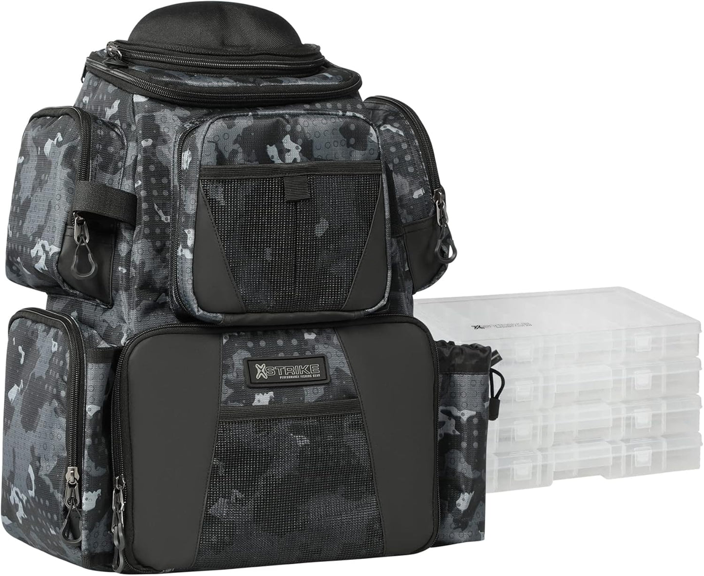 X Strike Fishing Tackle Backpack - 48L, Rod Holders, Rain Cover