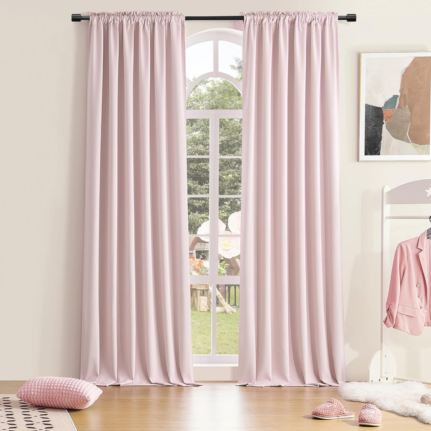 DONREN Blush Pink Room Darkening Soft Curtains for Livingroom
