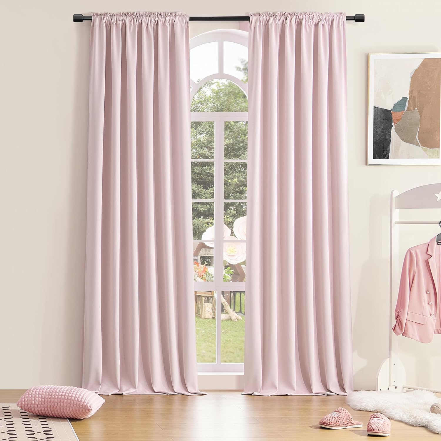 DONREN Blush Pink Room Darkening Soft Curtains for Livingroom