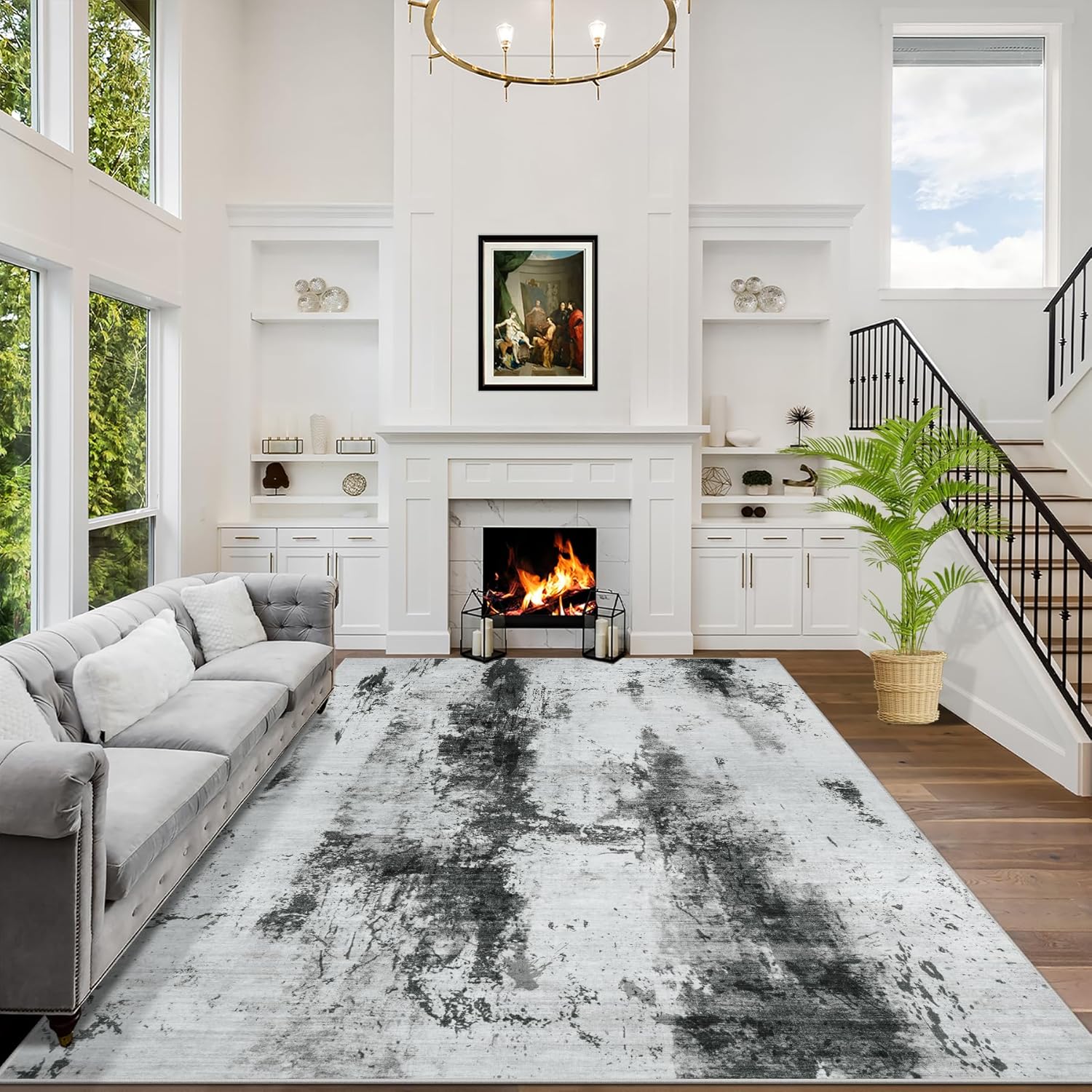 9x12 Area Rugs Washable Rug for Modern Living Room Decor