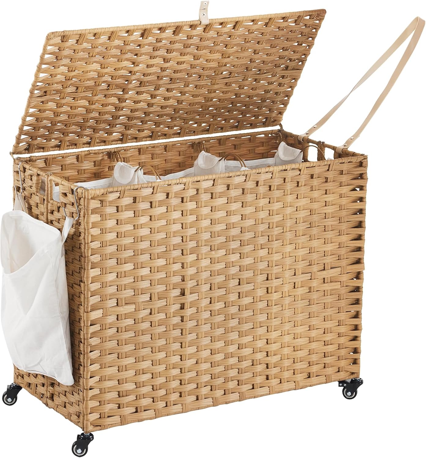 Rolling Laundry Hamper with Wheels and Lid for Easy Sorting