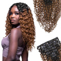Kinky Curly Clip In Extensions 3C 4A - Chocolate Brown Ombre 18 in