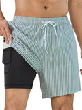 SILKWORLD Mens Swim Trunks with Compression Liner - Secure Quick Dry