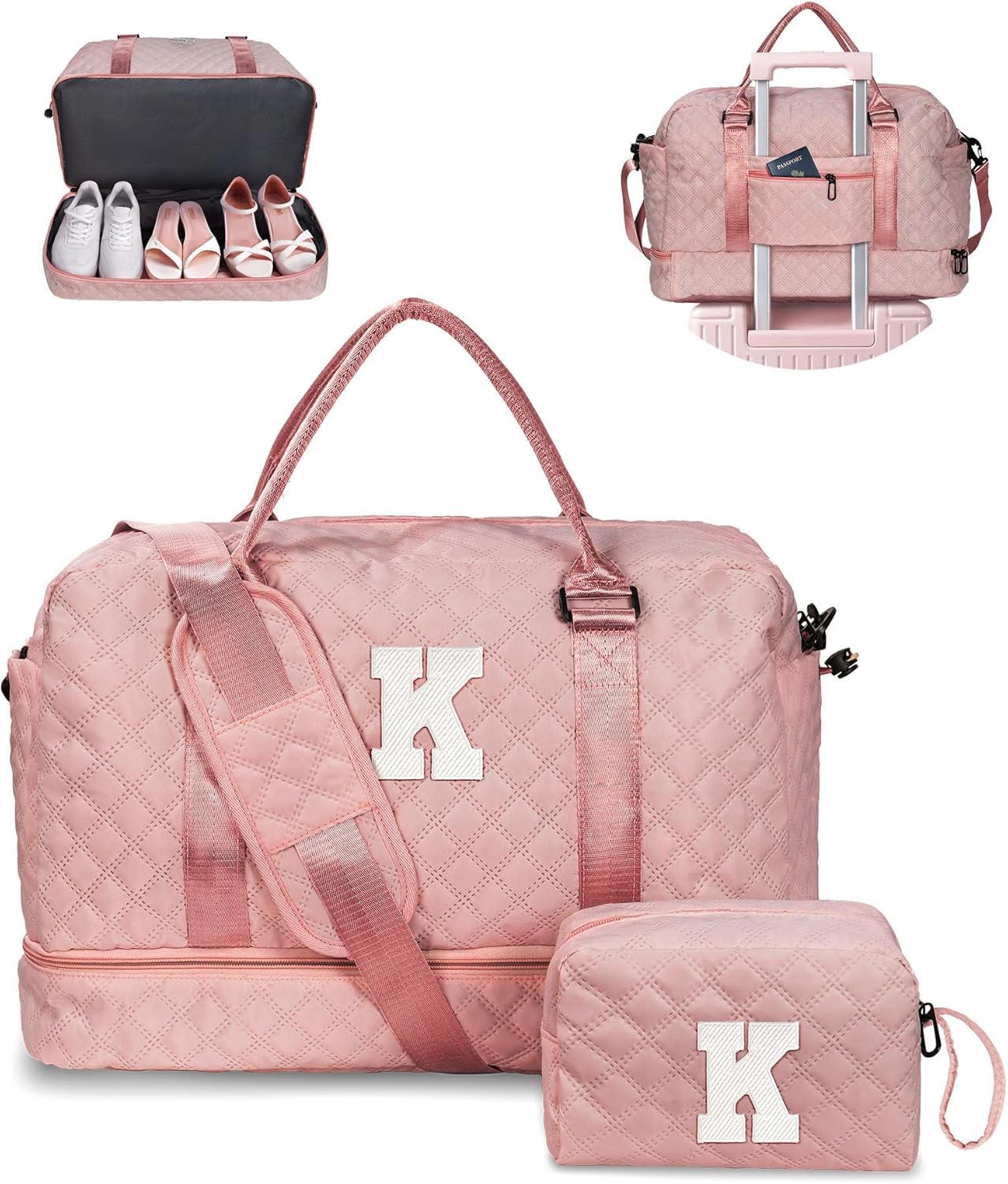 Personalized Duffle Bag with Shoe Compartment for Women
