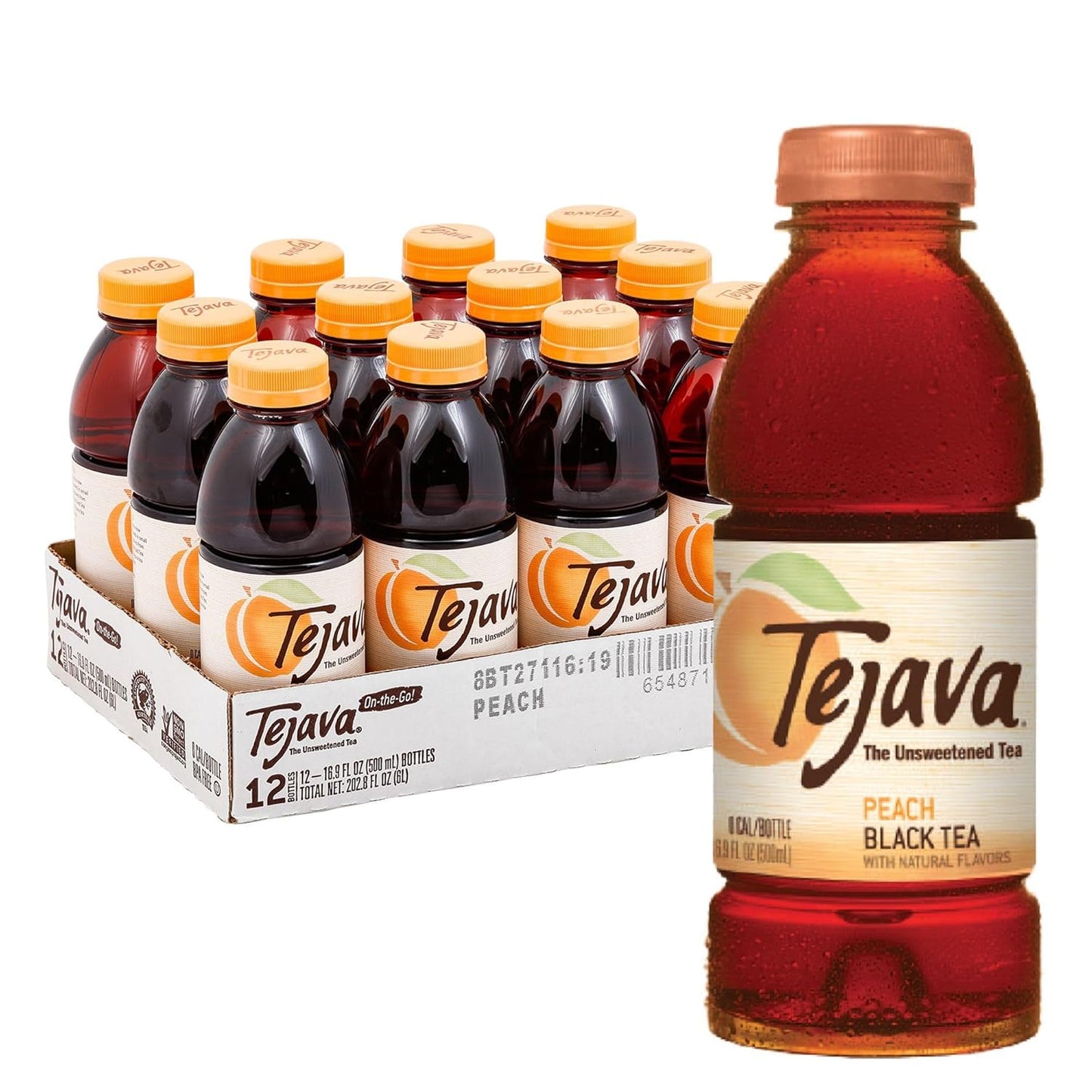 Tejava Unsweetened Peach Iced Tea - Refreshing Natural Flavor