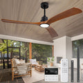 60 in Ceiling Fan with Light and Remote - Modern Solid Wood Blades