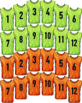 24 Pcs Numbered Soccer Pinnies Pack - Two Colors for Team Play