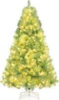 Goplus 6 FT Pre-Lit Tinsel Christmas Tree - Lush 688 Tips with 250