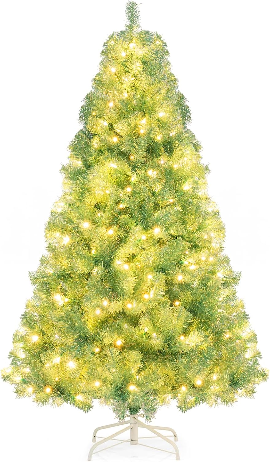 Goplus 6 FT Pre-Lit Tinsel Christmas Tree with 250 LED Lights