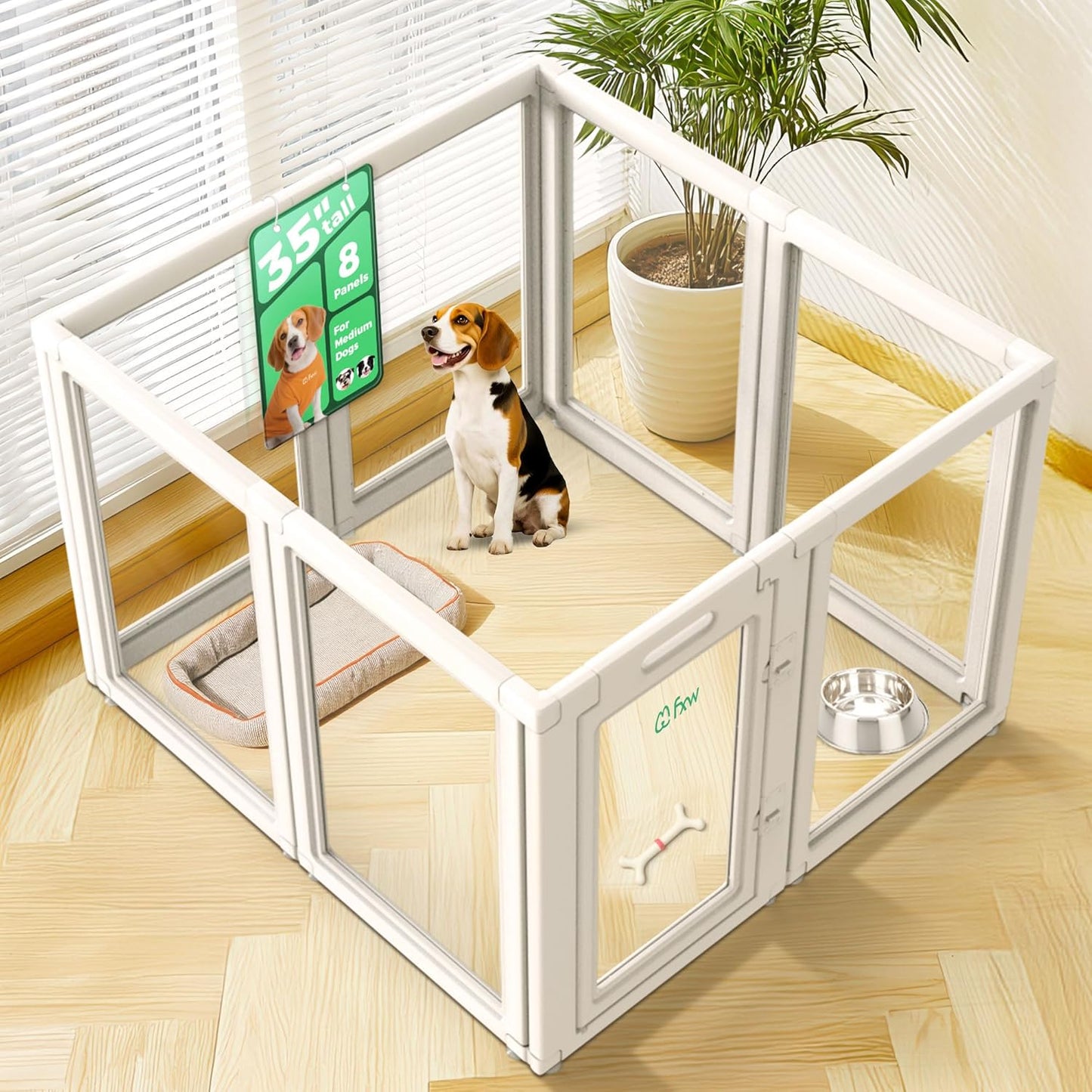 FXW AuraSpace Acrylic Indoor Dog Playpen for Medium Dogs