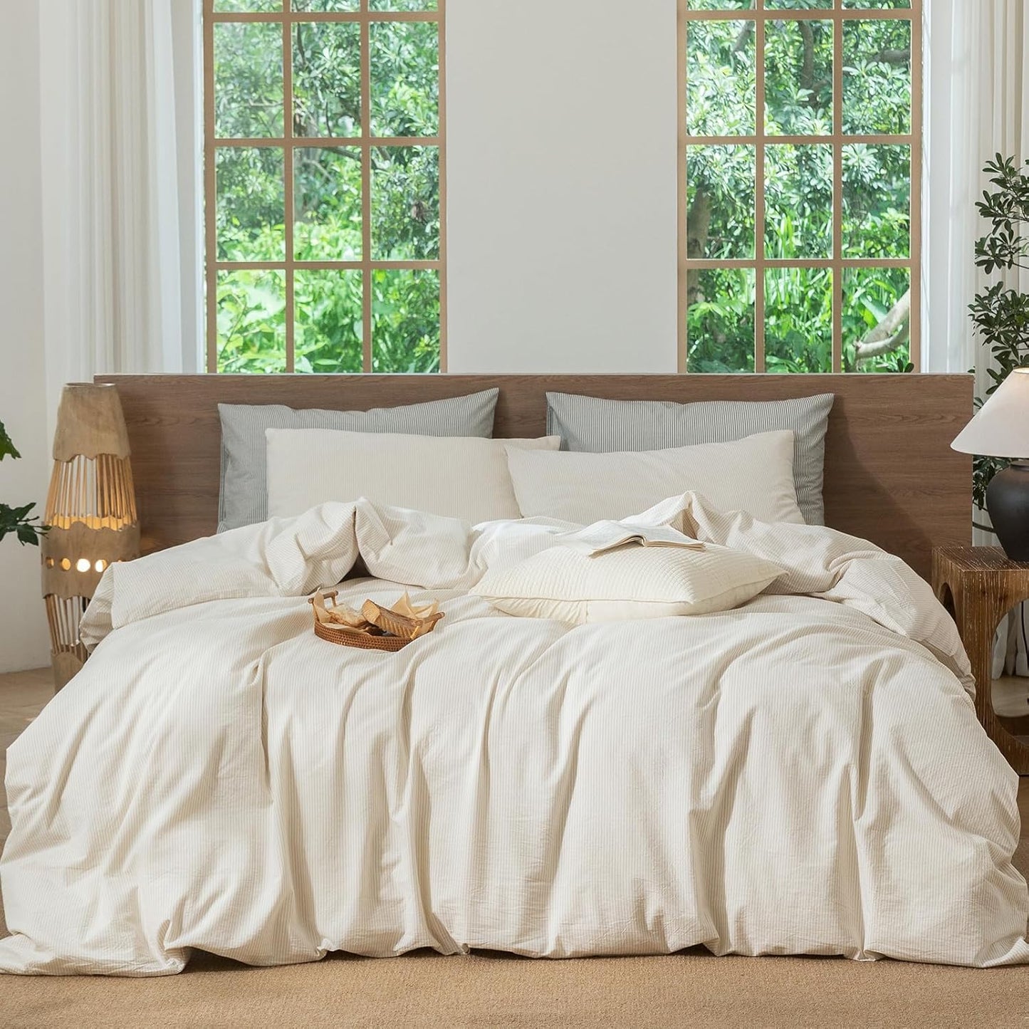 MooMee Striped Duvet Cover Set for Cozy Bedroom Retreats