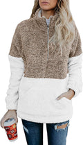Womens Sherpa Quarter Zip Pullover Sweatshirt - Cozy Fleece Fit