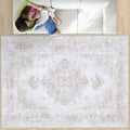 Area Rug 8x10 Living Room Rug - Machine Washable Vintage Medallion