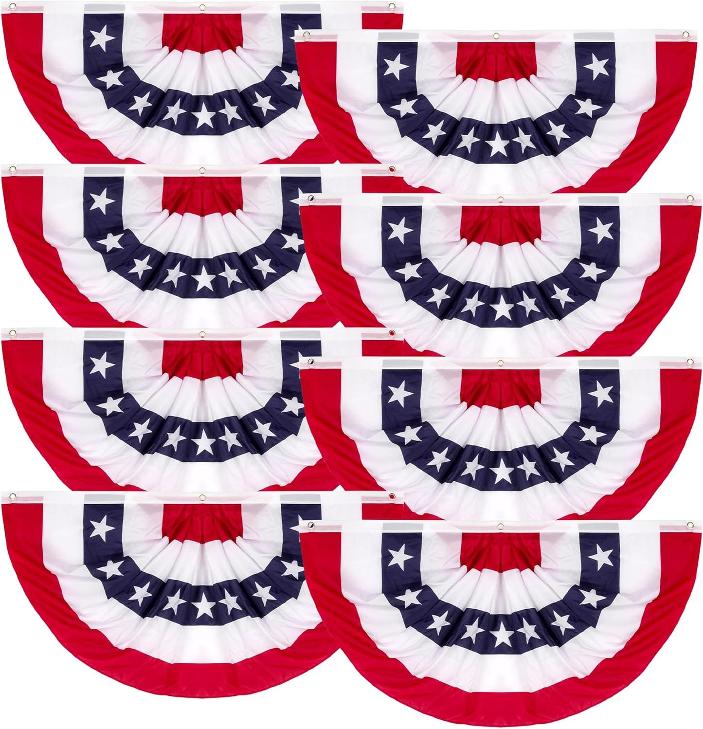 8 PCS USA Pleated Fan Flags for 4th of July Celebrations