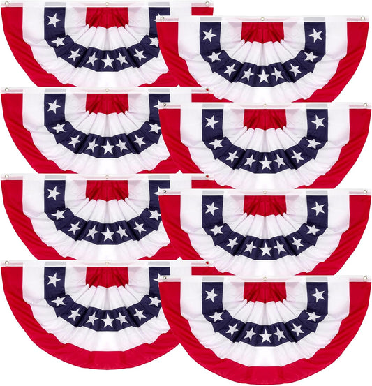 8 PCS USA Pleated Fan Flags for 4th of July Celebrations