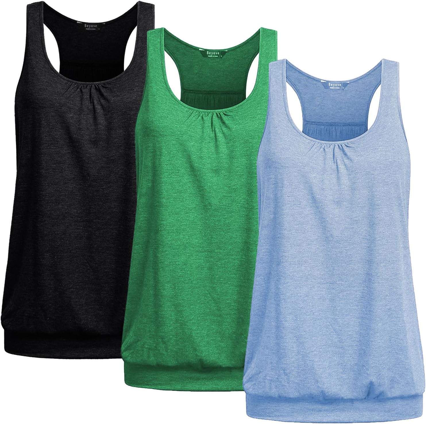 Beyove Racerback Tank Tops for Women - 3 Pack Activewear